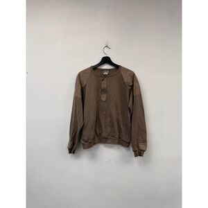 Vintage Campus Action Gear Sweatshirt Mens Medium Brown Henley 1/4 Zip USA 80s